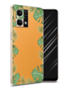 Чехол Awog на Oppo Reno 8 4G "Листья папоротника рамка"