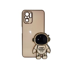 Чехол силиконовый с защитой и подставкой для Xiaomi Redmi Note 10/10S "Космонавт" розовый
