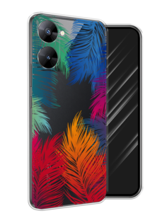 Чехол Awog на Realme V30 5G/V30T 5G "Рамка из перьев"