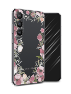 Чехол Awog на Samsung Galaxy S23 5G "Розовая цветочная рамка"