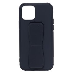 Чехол iPhone 12, iPhone 12 Pro пластиковый с подставкой и магнитом <темно-синий> Promise Mobile