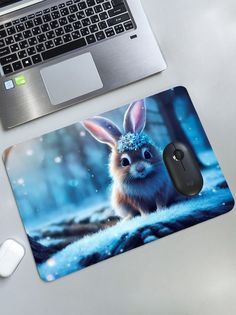 Коврик для мыши CoolPodarok Крольченок в снежинках BIG