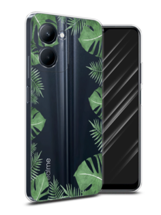 Чехол Awog на Realme C33 "Листья папоротника рамка"