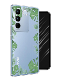 Чехол Awog на Vivo V27/V27 Pro "Листья папоротника рамка"