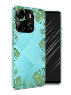 Чехол Awog на Tecno Phantom X2"Листья папоротника рамка"
