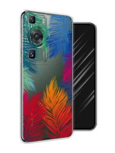 Чехол Awog на Huawei P60/P60 Pro "Рамка из перьев"