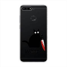 Чехол на Honor 7C/7A Pro/Huawei Y6 Prime 2018 "Котик с ножом" Case Place