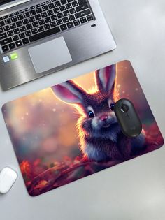 Коврик для мыши CoolPodarok Кролик в листве BIG