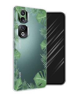 Чехол Awog на Honor 90 Pro "Листья папоротника рамка"
