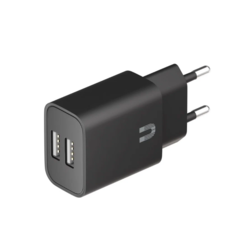 Сетевое зарядное устройство Uzay, 2xUSB, 2.4A, черный [uz-wc12-tc-010-bk] No Brand