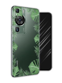Чехол Awog на Huawei P60/P60 Pro "Листья папоротника рамка"