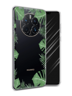 Чехол Awog для Huawei Mate 50 Pro "Листья папоротника рамка"