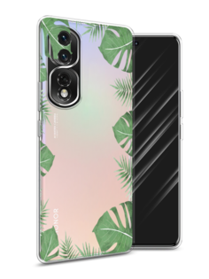 Чехол Awog на Honor 80 Pro "Листья папоротника рамка"