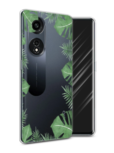 Чехол Awog на Oppo A1 Pro "Листья папоротника рамка"