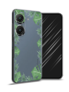 Чехол Awog на Asus ZenFone 9 "Листья папоротника рамка"