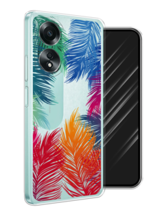 Чехол Awog на Oppo A58 4G "Рамка из перьев"