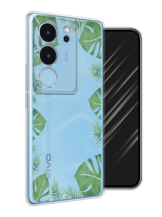 Чехол Awog на Vivo V29 "Листья папоротника рамка"