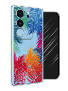 Чехол Awog на Vivo V29 "Рамка из перьев"