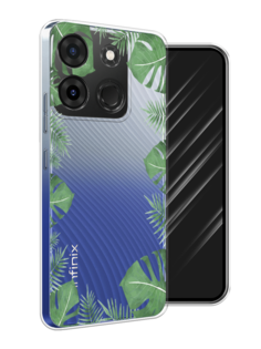 Чехол Awog на Infinix Smart 7 Plus "Листья папоротника рамка"