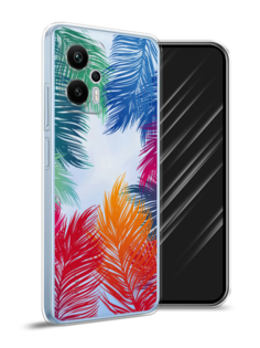 Чехол Awog на Redmi Note 12T Pro "Рамка из перьев"