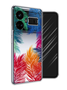 Чехол Awog на Realme GT5 "Рамка из перьев"