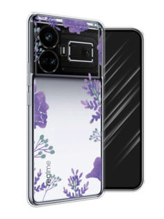 Чехол Awog на Realme GT5 "Сиреневая цветочная рамка"