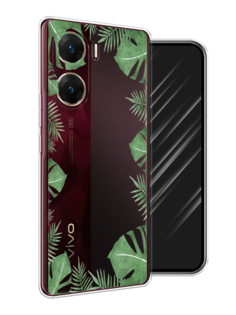 Чехол Awog на Vivo V29e "Листья папоротника рамка"