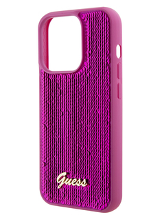 Чехол Guess для iPhone 15 Pro metal logo Hard Fuchsia