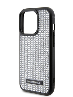 Чехол Karl Lagerfeld для iPhone 15 Pro Diamond Metal logo Hard Silver