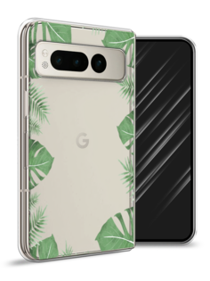 Чехол Awog на Google Pixel Fold "Листья папоротника рамка"