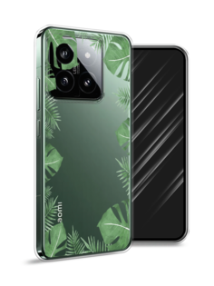 Чехол Awog на Xiaomi 14 "Листья папоротника рамка"