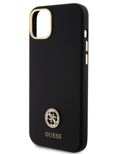 Чехол Guess для iPhone 15 Plus с защитой камеры и логотипом 4G Diamond, черный