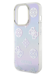 Чехол Guess для iPhone 15 Pro Max со шнурком на руку Peony glitter, фиолетовый градиент