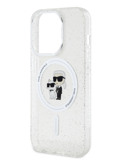 Чехол Karl Lagerfeld для iPhone 15 Pro с MagSafe и принтом Karl & Choupette, прозрачный