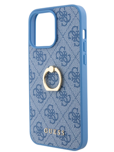 Чехол Guess для iPhone 15 Pro Max с кольцом держателем, синий