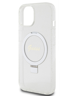 Чехол Guess для iPhone 15 с MagSafe и функцией подставки, прозрачный