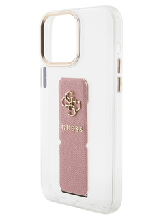 Чехол Guess для iPhone 15 Pro Max с ремешком и функцией подставки 4G logo, прозрачный