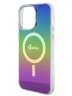 Чехол Guess для iPhone 15 Pro Max с MagSafe Script printed logo, радужный черный
