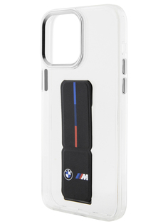 Чехол BMW для iPhone 15 Pro с функцией подставки и принтом Tricolor, прозрачный