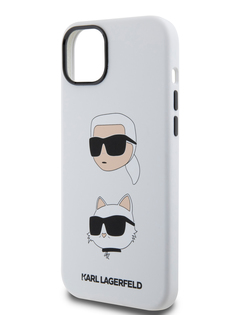 Чехол Karl Lagerfeld для iPhone 15 Plus с эффектом Soft touch NFT Karl & Choupette, белый