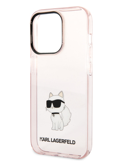 Чехол Karl Lagerfeld для iPhone 15 Pro Max с принтом Choupette, розовый