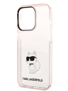 Чехол Karl Lagerfeld для iPhone 15 Pro с принтом NFT Choupette, розовый