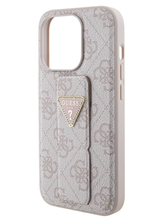 Чехол Guess для iPhone 15 Pro Max с ремешком и функцией подставки Triangle, розовый