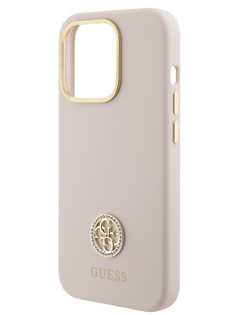 Чехол Guess для iPhone 15 Pro Max силиконовый Soft-touch 4G Diamond, розовый