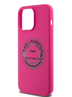 Чехол Karl Lagerfeld для iPhone 15 Pro Max с принтом RSG Round logo, ярко-розовый