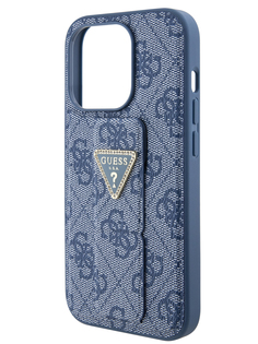 Чехол Guess для iPhone 15 Pro Max с ремешком и функцией подставки Triangle Diamond, синий