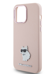 Чехол Karl Lagerfeld для iPhone 15 Pro Max силиконовый с эффектом Soft touch, розовый