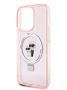 Чехол Karl Lagerfeld для iPhone 15 Pro с функцией подставки и MagSafe, розовый