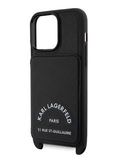 Чехол Karl Lagerfeld для iPhone 15 Pro Max из экокожи с картхолдером, черный