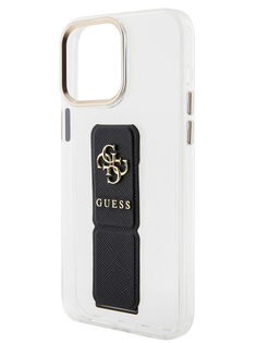 Чехол Guess для iPhone 15 Pro Max с ремешком и функцией подставки 4G logo, прозрачный